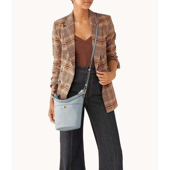 Fossil Talulla Small Hobo Shoulder Bag Blue Leather SHB3035180 NWT $230 MSRP FS - Picture 2 of 4